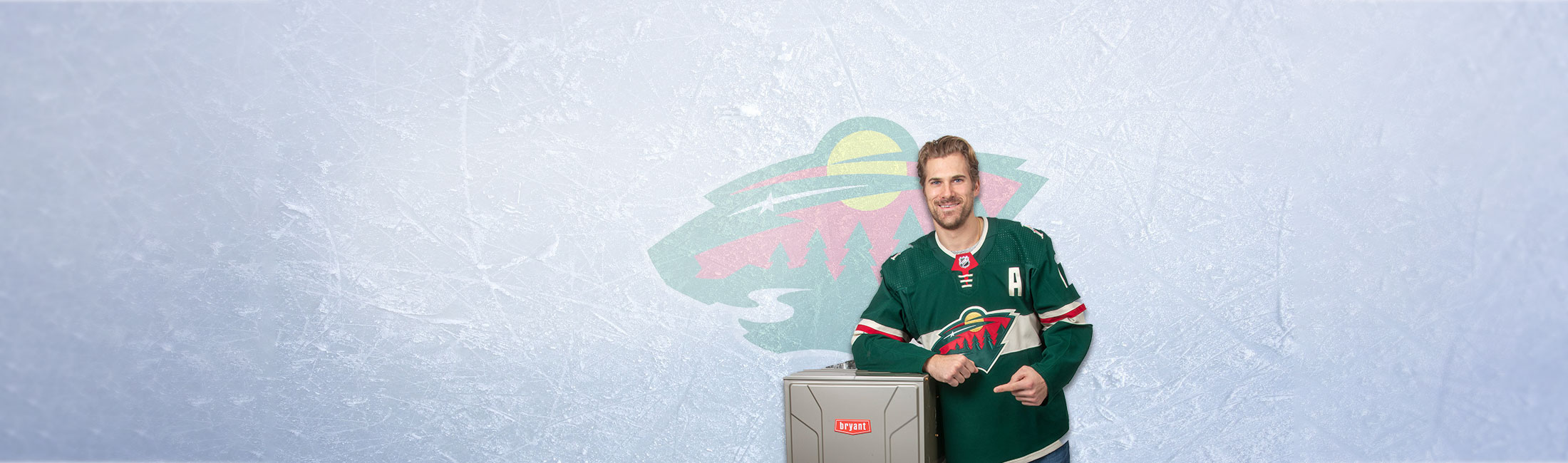 Marcus Foligno of the Minnesota Wild is the official Spokesperson of Bryant Heating & Cooling