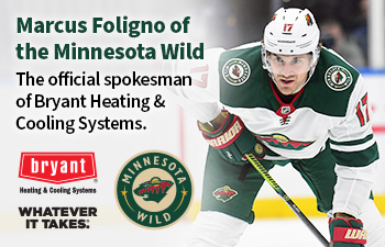 Marcus Foligno of the Minnesota Wild is the official Spokesperson of Bryant Heating & Cooling